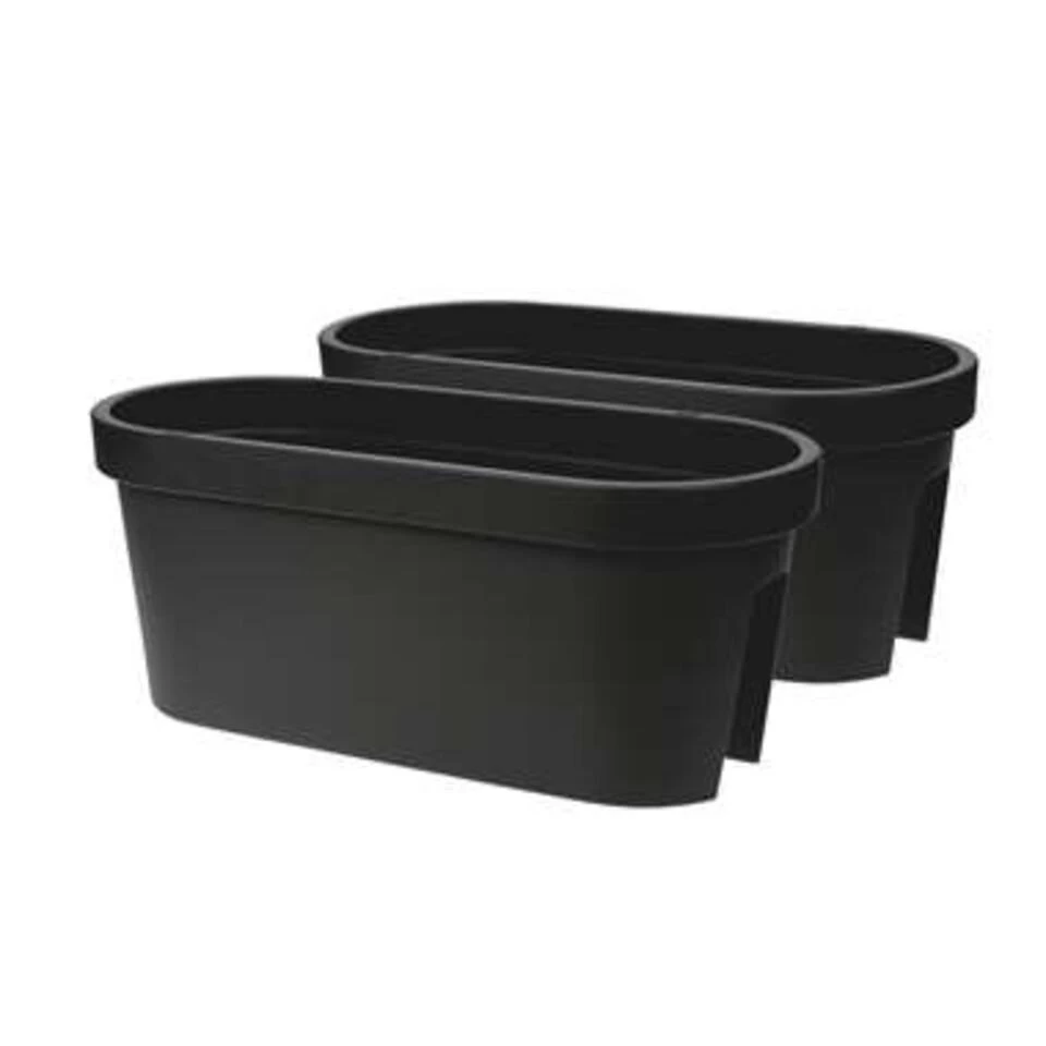 Merkloos Balkon Plantenbak - Anctraciet - Kunststof - Ovaal - 60 X 25 Cm 4 Merkloos Balkon Plantenbak - Anctraciet - Kunststof - Ovaal - 60 X 25 Cm - Afbeelding 2