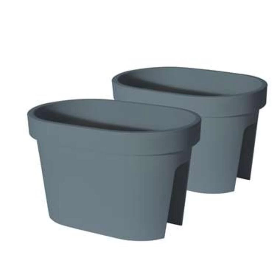 Merkloos Balkon Plantenbak - Blauw - Kunststof - Ovaal - 40 X 25 Cm 4 Merkloos Balkon Plantenbak - Blauw - Kunststof - Ovaal - 40 X 25 Cm - Afbeelding 2