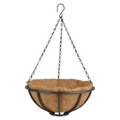 Esschert Design Hanging Basket - Metaal - Zwart - Met Inlegvel - 30 Cm