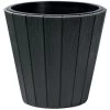 Prosperplast Plantenpot Wood Style - Kunststof - Antraciet - D30 Cm -GroenThuis Voordeel 1000097859