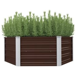 VidaXL Plantenbak Verhoogd 129x129x46 Cm Gegalvaniseerd Staal Bruin