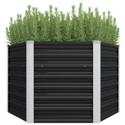 VidaXL Plantenbak Verhoogd 129x129x77cm Gegalvaniseerd Staal Antraciet